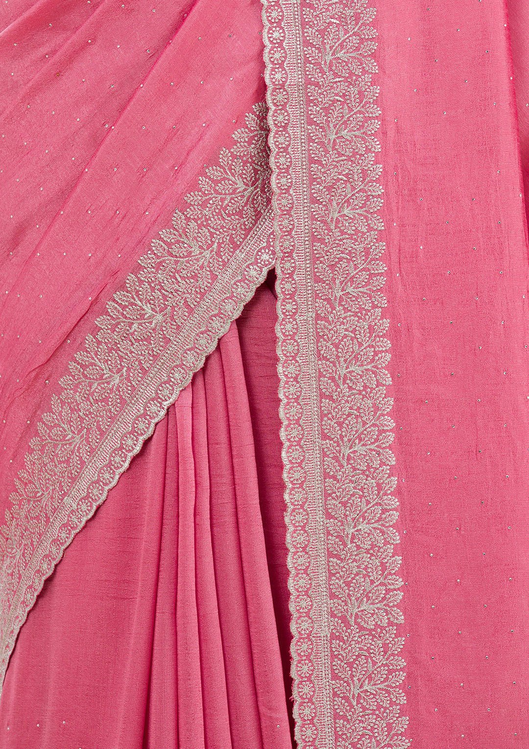 Onion Pink Zariwork Soft Silk Saree - Image 4